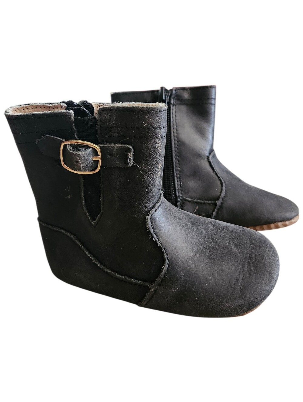 Little Love Bug B11lack Leather Midnight Riding Barefoot Boots. Sz. 5